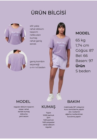 Bella Dossi Pamuklu Kısa Kollu Baskılı Kadın Şortlu Pijama Takımı Lila