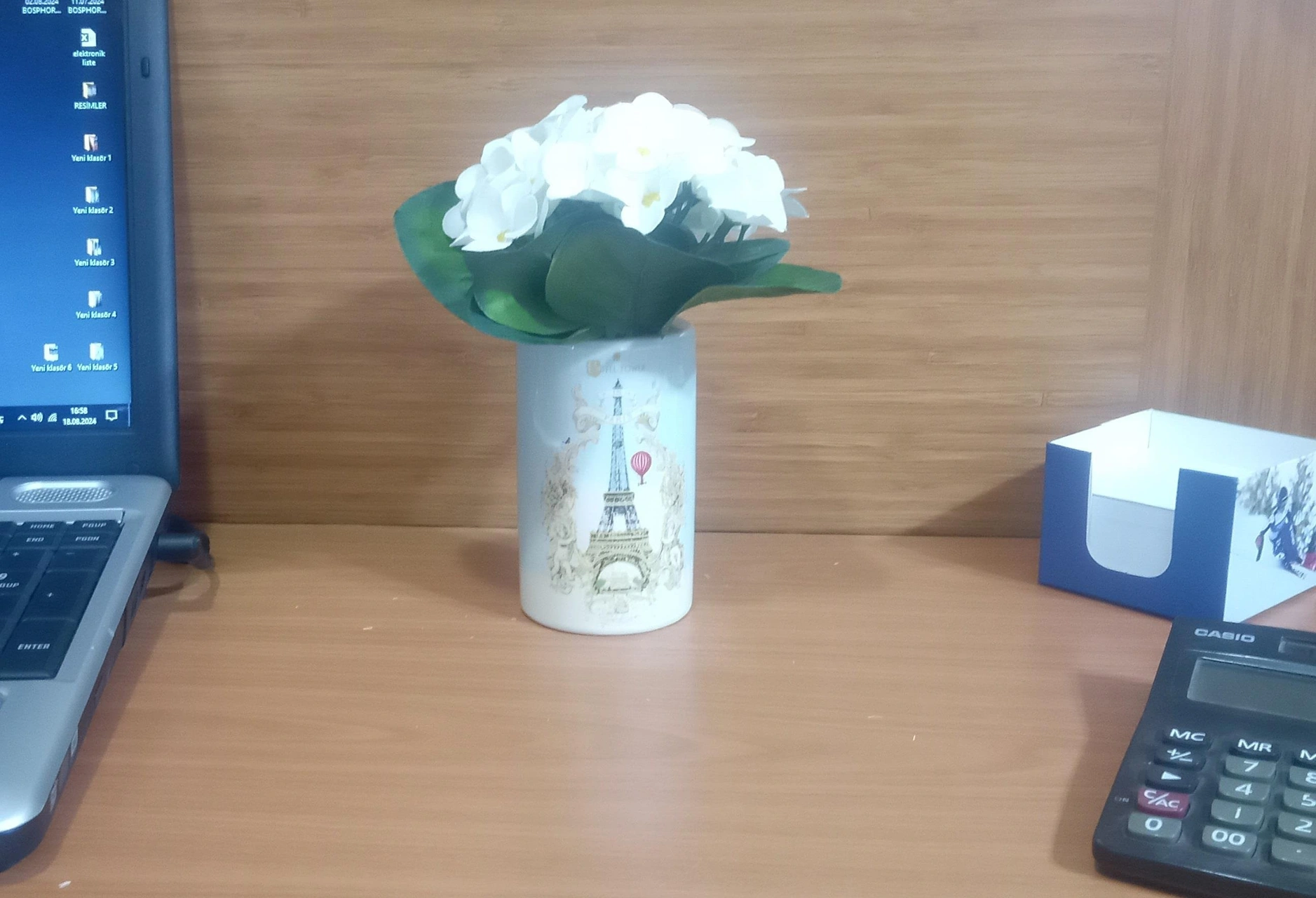 2 Adet Vazo Dahil,vazoda Çiçek,beyaz Yapay Çiçek,vazo Dekoratif Romantik Yeşil Model 7x7x16cm Çok Renkli