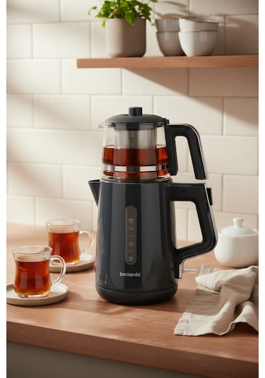 Bernardo Venedik Cam Demlikli Çay Makinesi Gri