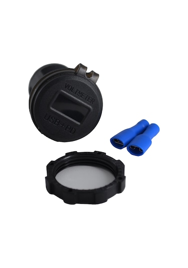 12v 24v Dc Usb Qc3.0 Type-c Pd Şarj Port Voltmetreli Anahtarlı Yuvarlak
