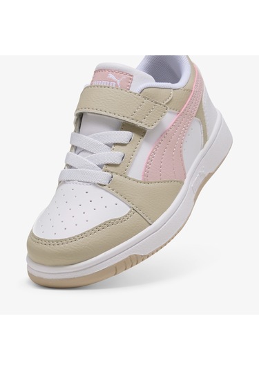 Puma Rebound V6 Low Çocuk Krem/pembe Spor Ayakkabı 397419 Beyaz