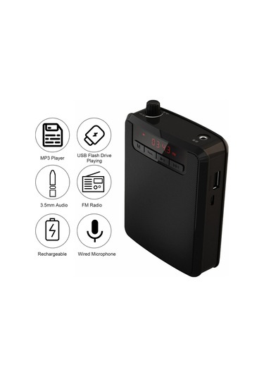 Jms Taşınabilir Kablolu Mikrofonlu Kulaklık Bel Bandı İle Şarj Edilebilir Şiddet Ses Amplifikatörü