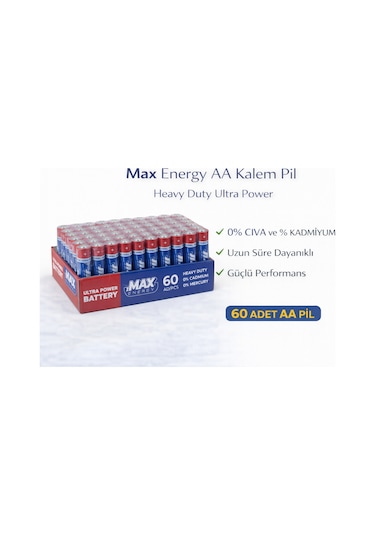 Max Energy Aa Kalem Pil 1.5v R6 Heavy Duty Ultra Power 4lü 15 Paket