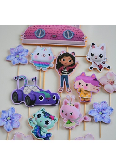 Gabby Temalı Doğum Günü Pasta Parti Süsü Seti Cake Topper