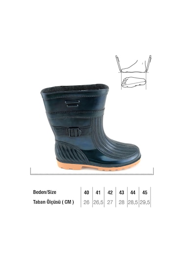 Gezer Kışlık Erkek Kısa Çay Çizmesi Siyah-kauçuk