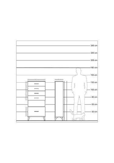 Arges Dolap Tek Raflı 5 Çekmeceli 60x30x134 Çam-çam Çam