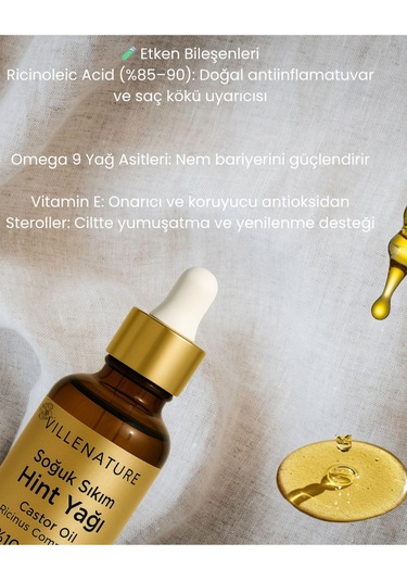 Villenature Soğuk Sıkım Hint Yağı Castor Oil Ricinus Communis 50 Ml