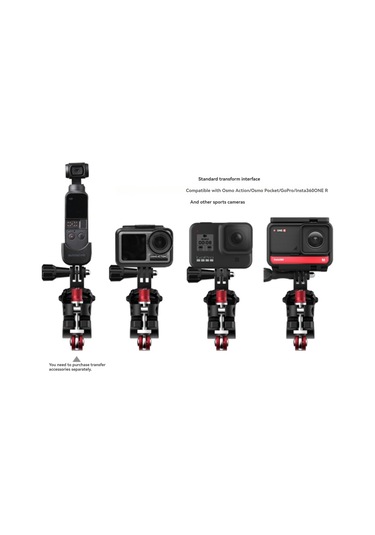 Moveevo Ty-q9266 Spor Kamerası Bisiklet Tutucu - Osmo Action, Gopro, Insta360 One R Uyumlu, Serbest Açı Regülasyonu, Dayanıklı Malzeme, 22-26mm Boru Çapı Siyah