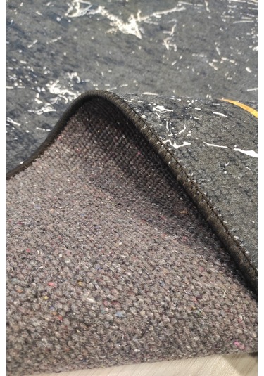 Siyah Gold Salon Halısı Mermer Desenli Siyah Mutfak Halısı