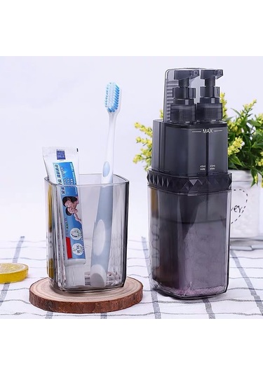 Sones 2'si 1 Arada Seyahat Yıkama Seti Çok İşlevli Seyahat Yıkama Kupası Diş Macunu Diş Fırçası Bölmeli Şişe Saklama Kutusu Gri Diğer