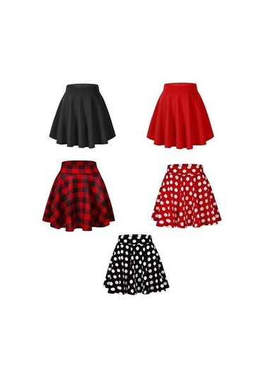 Fastbuy Kadın Mini A-çizgi Yüksek Bel Ekose Baskılı Kısa Etek, Günlük İş Giyimi, Çok Yönlü Kırmızı Kırmızı