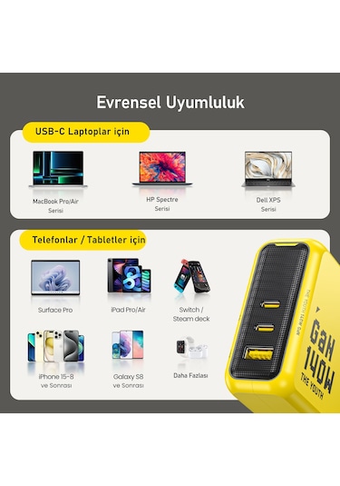 Aohi Youth 140w 3 Portlu Şarj Adaptörü, 240w 8k Süper Hızlı Şarj/data Kablosu Seti