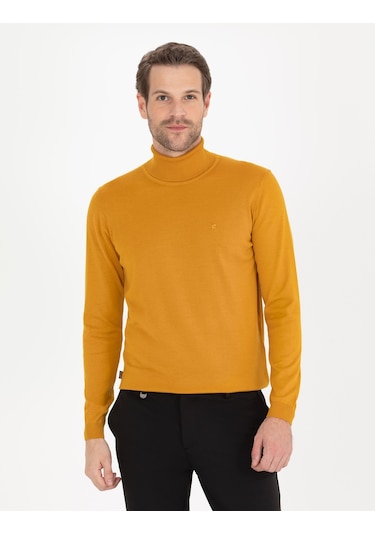 Pierre Cardin Erkek Safran Triko Kazak 50257302-vr043 Hardal