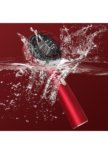 Suntek Akülü Elektrikli Masaj Saç Derisi Fırçası Kırmızı Saç Derisine Masaj Fırçası