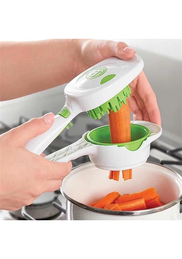 Suofeng El Tipi Çok Fonksiyonlu Sebze Dilimleyici - 3 Değiştirilebilir Bıçak, 220 Ml Muhafaza Kasesi, Hızlı Kesim, Yıkama Kolay Beyaz + Yeşil