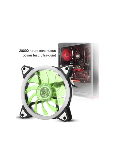 Kangvka 120mm 12v Dc Çift Açıklı Bilgisayar Kasası Fanı - Ultra Sessiz Hidrolik Yataklı, 4pin+3pin Arayüzlü Yeşil