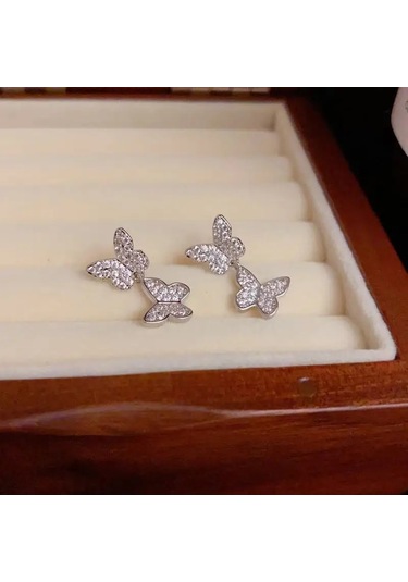 1 Çift Saplama Küpeler Kübik Zirkonya İle, Kadın Moda Piercing Takı Kızlar He Whıte Altın-renk 1.50 CM-Gümüş