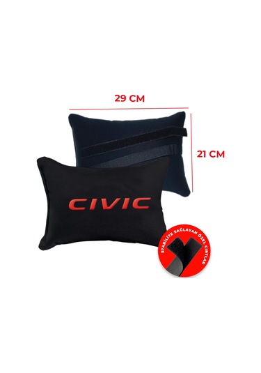 Kırmızı Civic Nakışlı Otomind Boyun Yastığı Seti