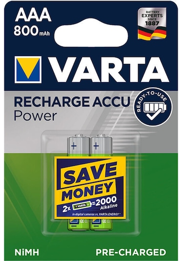 Varta 56703 800 mAh Blister AAA Ni-MH Şarj Edilebilir İnce Kalem Pil 2'li