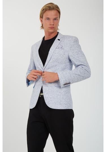 Sposo 5106 Dar Kalıp Yarım Astarlı Beyaz Erkek Blazer Ceket Beyaz