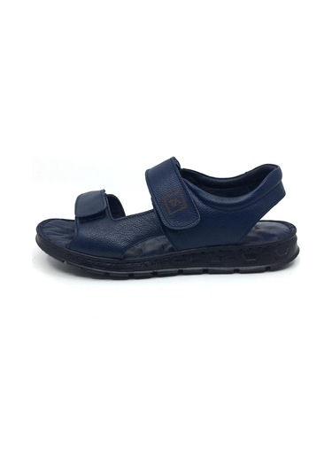 Taşpınar %100 Hakiki Deri Ortopedik Erkek Yazlık Günlük Cırtlı Lacivert Sandalet 40-45 Lacivert