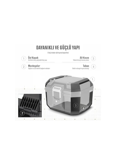 Motosiklet Arka Çanta Shad Terra Alüminyum Motor Tur Çantası 41 Lt Silver Siyah - Gümüş