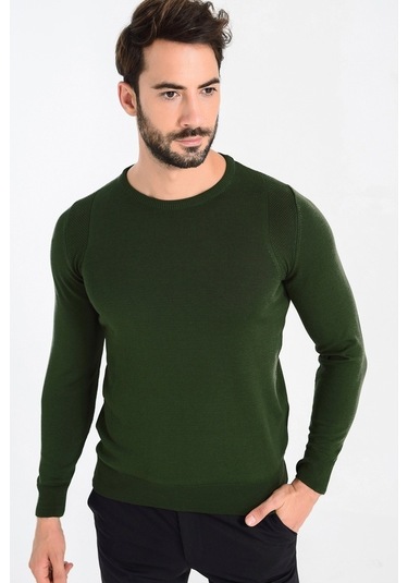 Heyss Bisiklet Yaka Sırt Ve Omuz Detaylı Erkek Triko Kazak