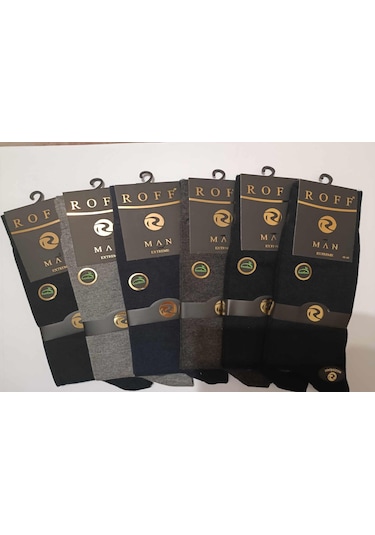 Roff Erkek Bamboo Soket Düz Çorap 14009 - 6 Adet Karışık Renk