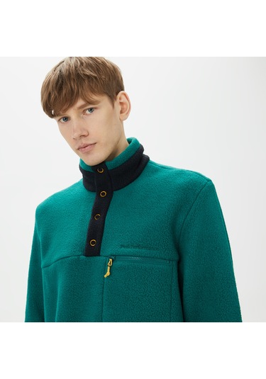 Peak Performance Fleece Snap Erkek Yeşil Outdoor Polar Düz G78899060 Yeşil