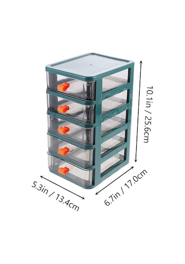 Anjiexun Masaüstü Depolama Dolabı Küçük Çok Katmanlı Çekmece Depolama 5 Çekmece Yeşil