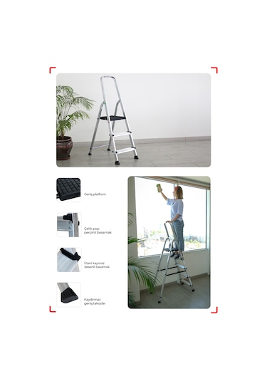 Çağsan BG2 2+1 Basamaklı Bergama Tablalı Merdiven