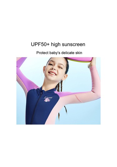 Dalış Ve Yelken Çocuk Açık Uzun Kollu Tek Parça Şnorkel Hamile Elbisesi Çocuklar Güneş Koruyucu Hızlı Kuru Plaj Mayo Mor