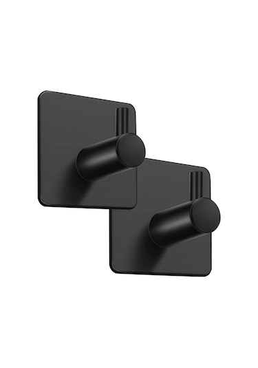 Zift Unique 2 Adet Paslanmaz Çelik Siyah Banyo/Bornoz/Havlu Askısı Siyah