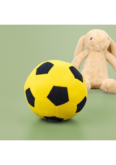 Evidea Soft Futbol Topu Figürlü Yastık - Sarı / Lacivert - 30x30 Cm Sarı / Lacivert