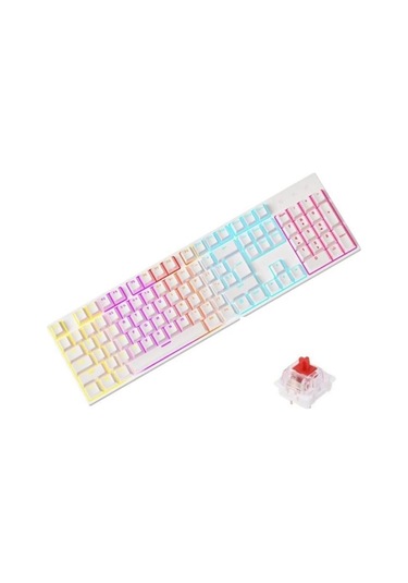 Beyaz Bkb4 Rgb Kırmızı Switch Q Gaming Tam Mekanik Kablolu Oyuncu Klavyesi
