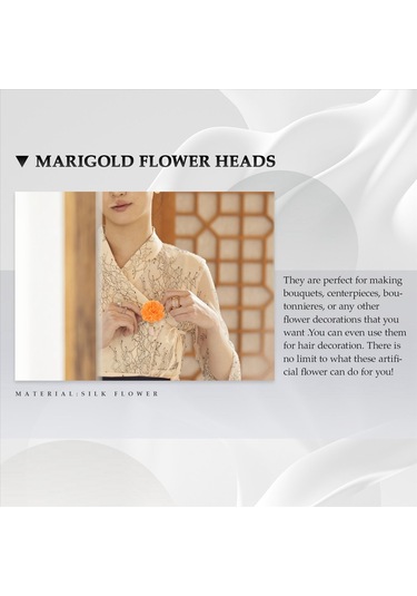 Gatherco Kadife Çiçeği Başları Toplu, Çelenk El Sanatları İçin 100 Adet Yapay Çiçek Başları, İpek Kadife Çiçeği Sahte Çiçekleri, Turuncu Diğer