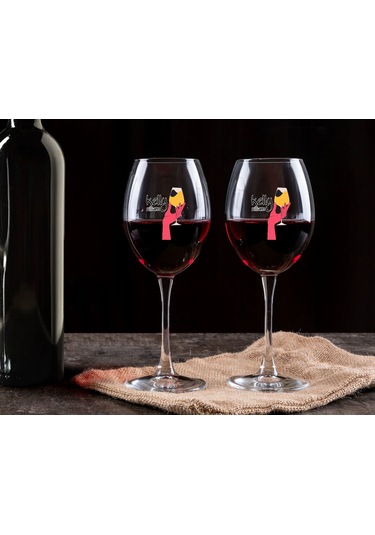 Bk Gift Kişiye Özel İsimli Renkli Baskılı 2li Şarap Kadehi Seti- 5, Şarap Kadehi Hediye Seti, Doğum Günü Hediyesi, Sevgiliye Hediye Kobitmeyen137726 B