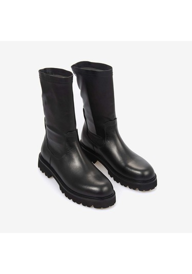 Kemal Tanca Hakiki Deri Kadın Bot 7003 Siyah