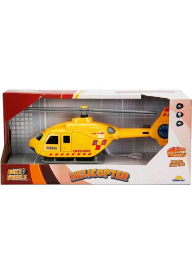 Maxx Wheels Sesli Işıklı Çek Bırak Die Cast Helikopter Metal Gövde Çok Renkli