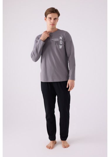 Arnetta 3144 Uzun Kol Erkek Pijama Takımı Gri