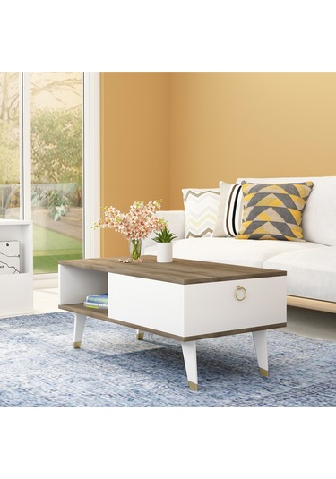 Delux Kapaklı Orta Sehpa Ceviz-beyaz Ceviz-beyaz