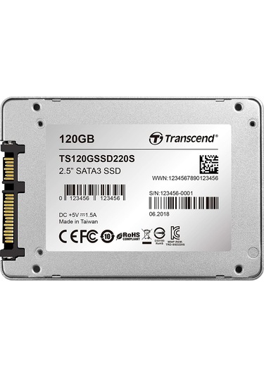 Transcend TS120GSSD220S 120GB 500/300MB/s 2.5" SATA3 3D TLC SSD