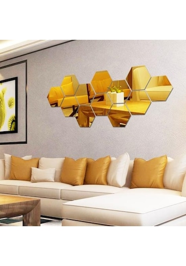 Kırmızı 12/24/28/30 Adet Altıgen Kendinden Yapışkanlı Ayna Etkisi 46 40 23mm Kırmızı