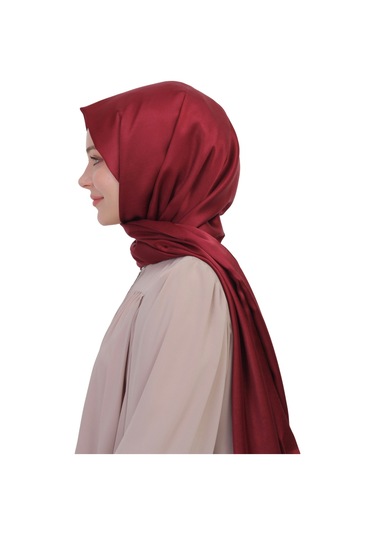 Çift Taraflı Düz Jakar Şal Parlak & Mat Dokulu, Özel Gün Şalı, Düz Renk Bordo