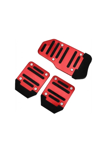 Universal Manuel Metal Pedal Seti 3 Parça Kırmızı