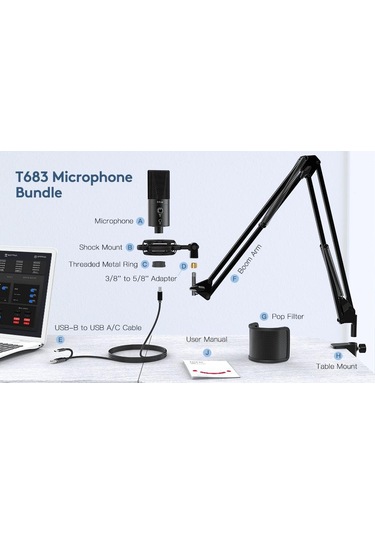 Fifine T683 Usb Condenser Mikrofon Kayıt Seti