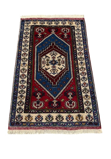 El Dokuma Sıfır Yahyalı Halısı 94x150 Lacivert %100 Yün Halı