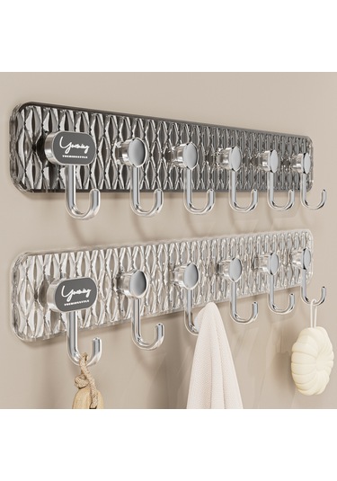 Springsun Şeffaf 6'lı Zımba - Özel Yapışkanlı, Delme Yok, Duvar/kapı Uygun, Giysi/havlu/çamaşır Asma, Dayanıklı Malzeme, Dormitorio/mutfak Kullanıma Uygun Diğer