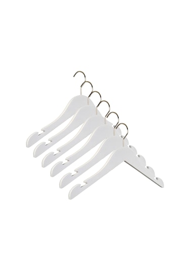 Nyn Ahşap 7-14 Yaş Genç Çocuk Elbise Askısı Beyaz Renk 32 Adet