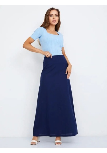 O'riga Uzun Etek Büyük Beden Maksi Yere Kadar 30858226 Mavi